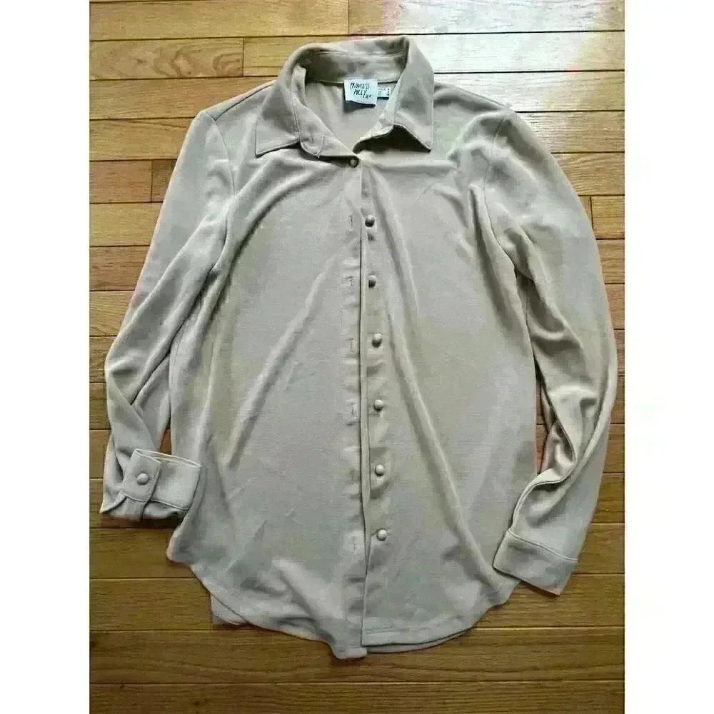 Princess Polly Women's Blouse Beige Collared Long Sleeve Size S Casual